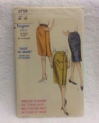 5759 60S VOGUE SO EZ WRAP SKIRT 1 PC PATTERN 25''WST
